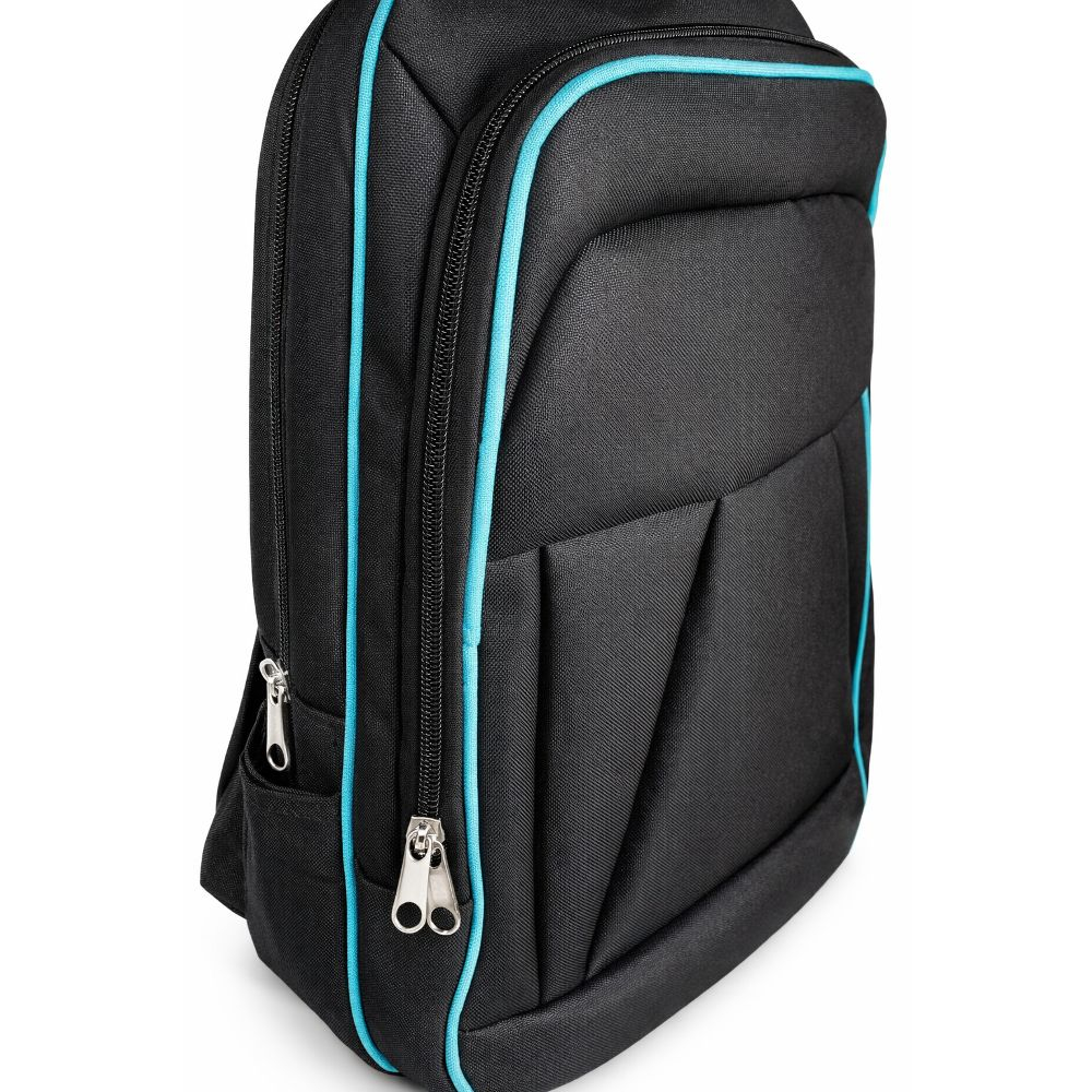 Black Backpack with Blue Accents